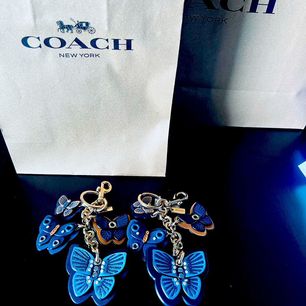 New Coach Butterfly Cluster Mix Keychain